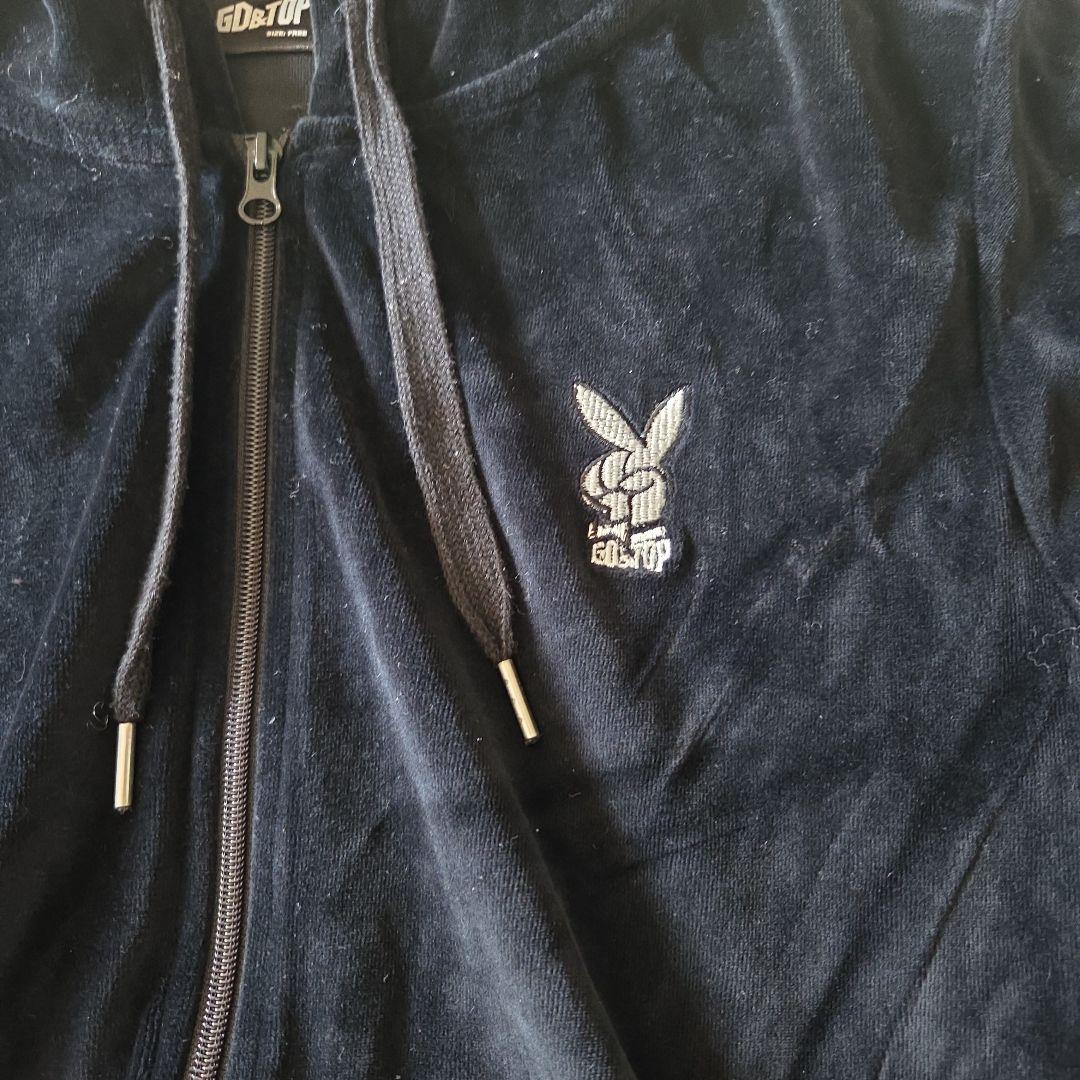 GD&TOP 公式ベロアパーカー黒BIGBANG ジヨンG-DRAGONスエット