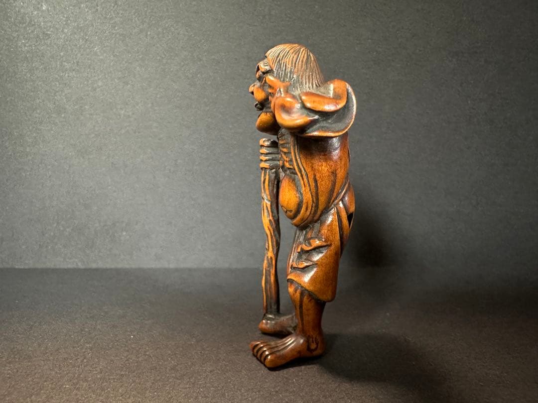 【根付(netsuke)】人物の根付　木製　江戸時代
