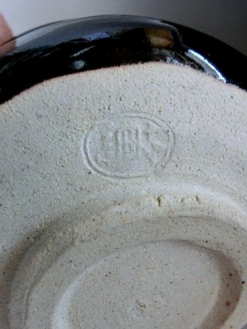 茶碗■黒織部「岡本篤」天神窯 桐共箱 お茶道具 古美術 時代物 骨董品■