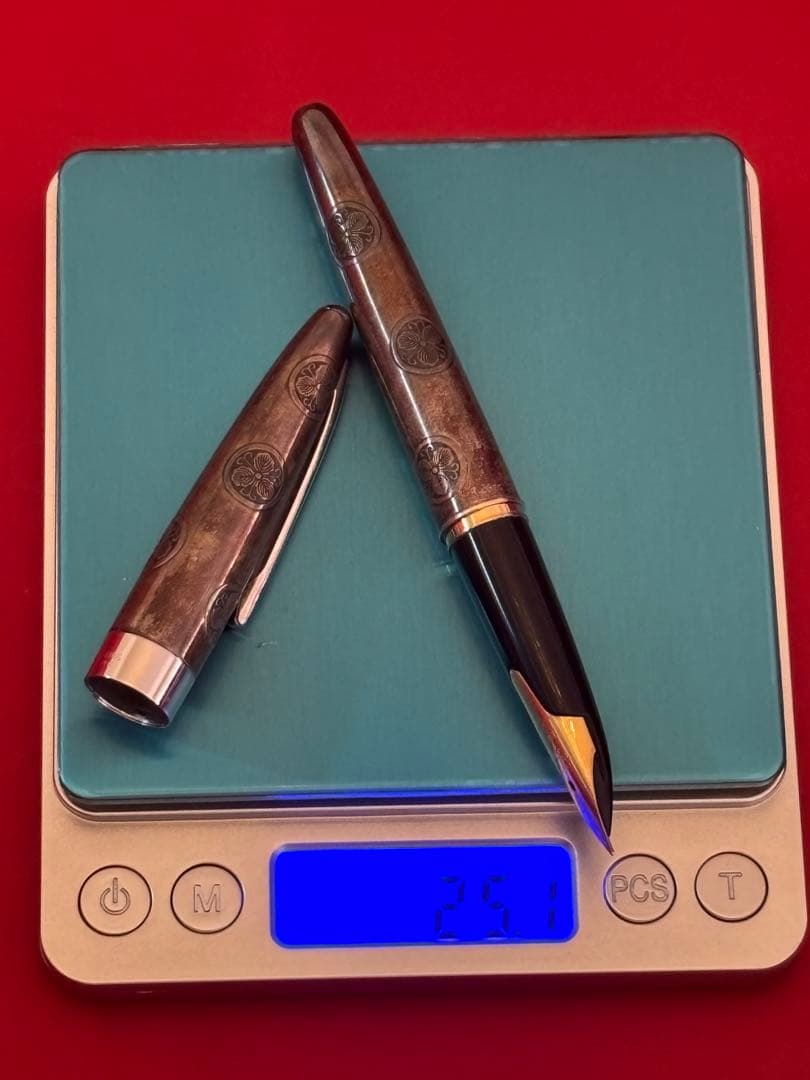 希少 美品 PILOTパイロット 万年筆 スターリングシルバー素材 家紋 18K