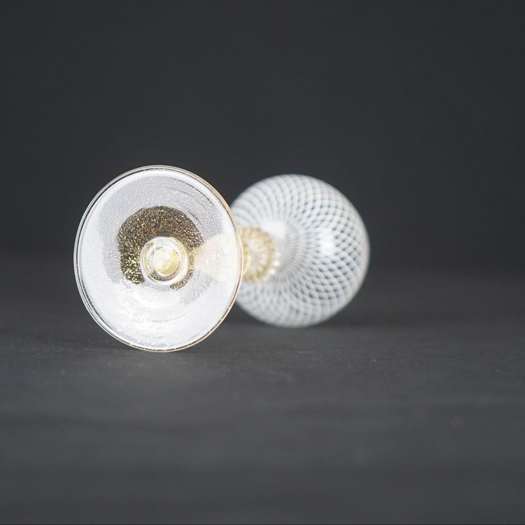 【MURANO】ムラーノ ベネチアンガラス 金彩 ワイングラス ITALY