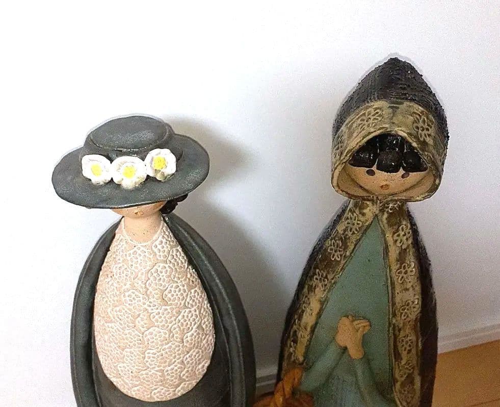 ポタリーメルヘン 　陶器製少女　手作り 2体セット