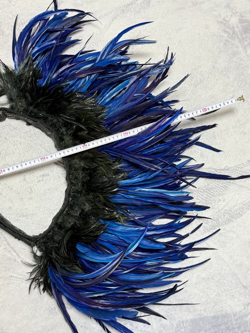 タヒチアンダンス　羽根　ヒップベルト　ブルー　黒　衣装