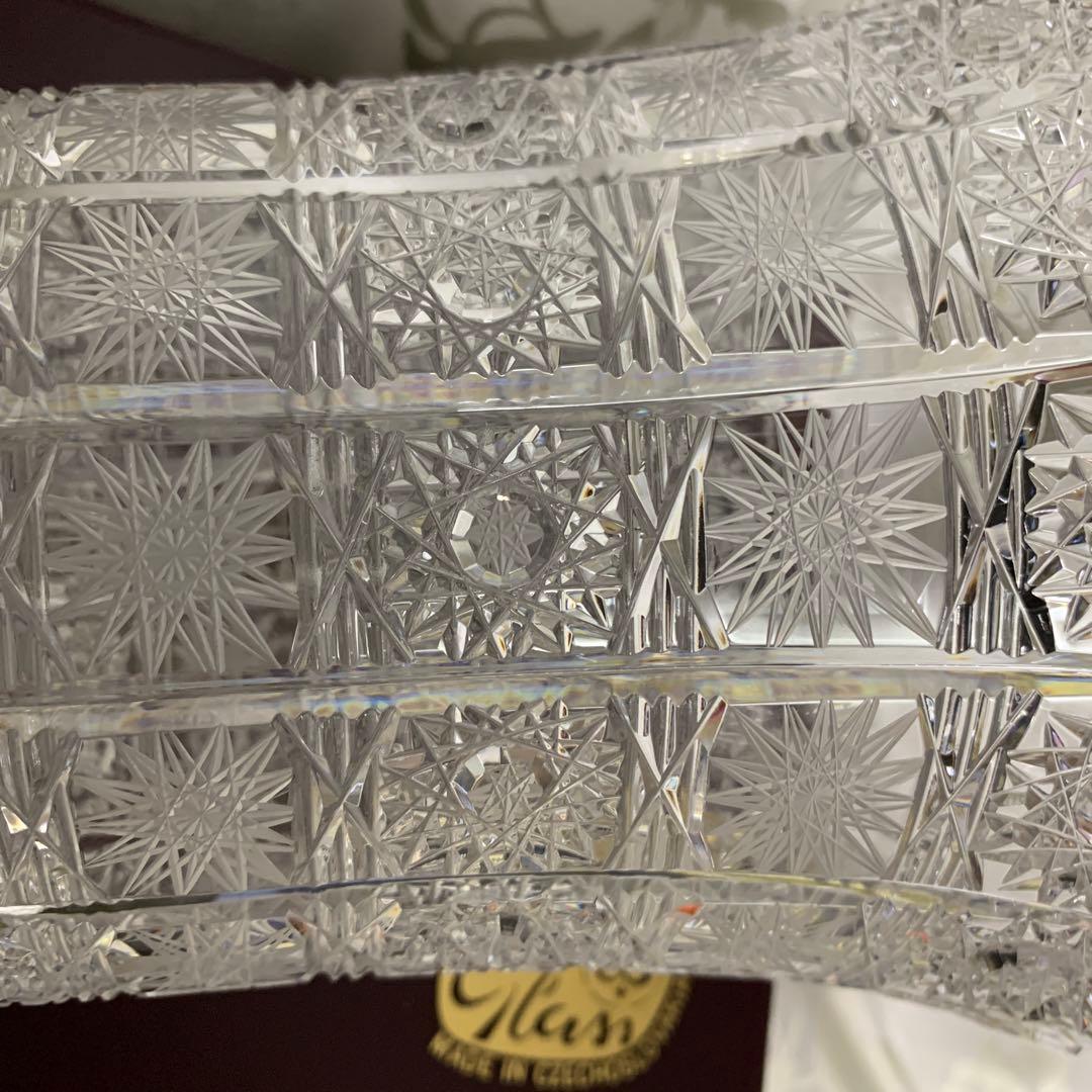 BOHEMIA GLASS ハンドカットフラワーベース クリア 未使用ケース入