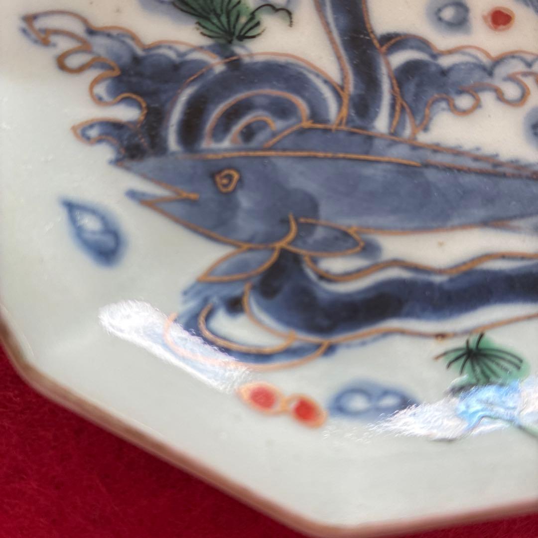 古伊万里　色絵　魚藻文　小皿　5枚組