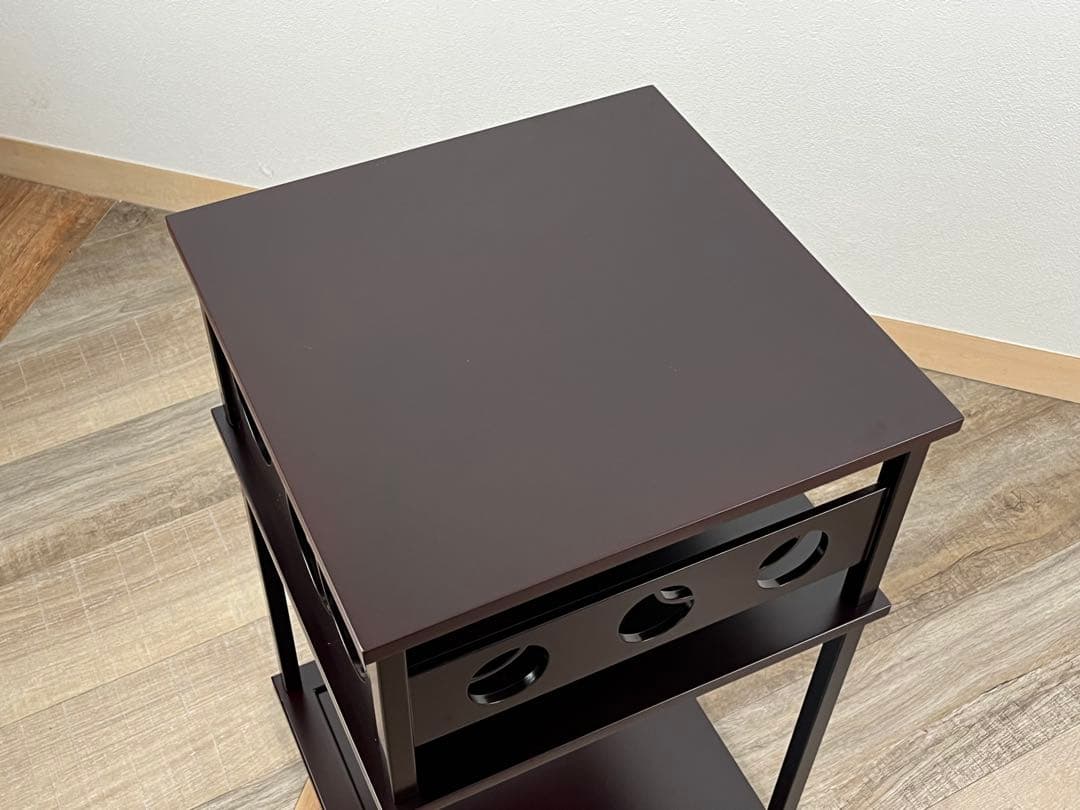 溜塗 壺々透かし 二重棚 紙箱 茶道具 組立式 ツボツボ