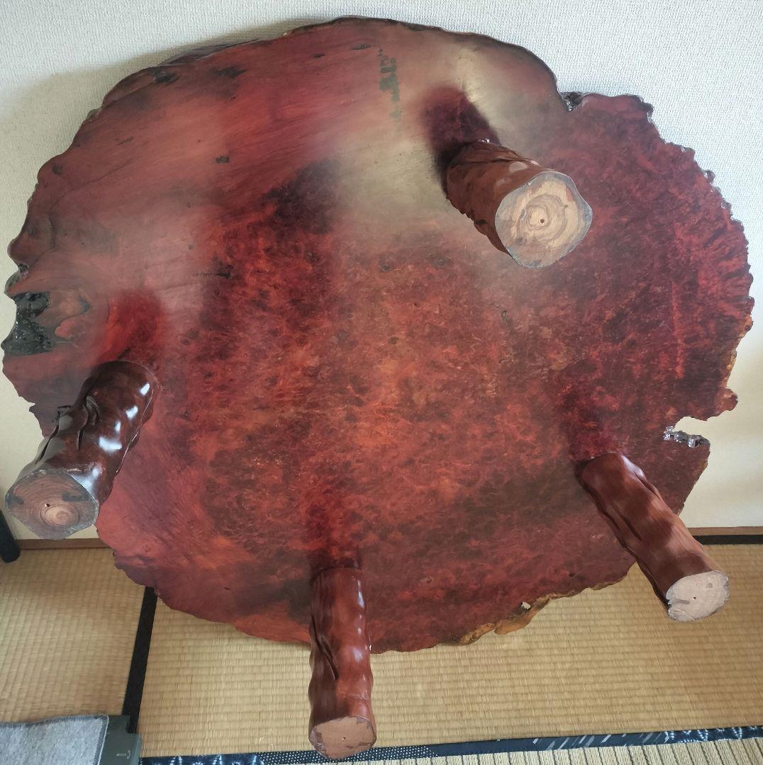 高級 花梨 大 テーブル 座卓 一枚板 瘤 昭和レトロ