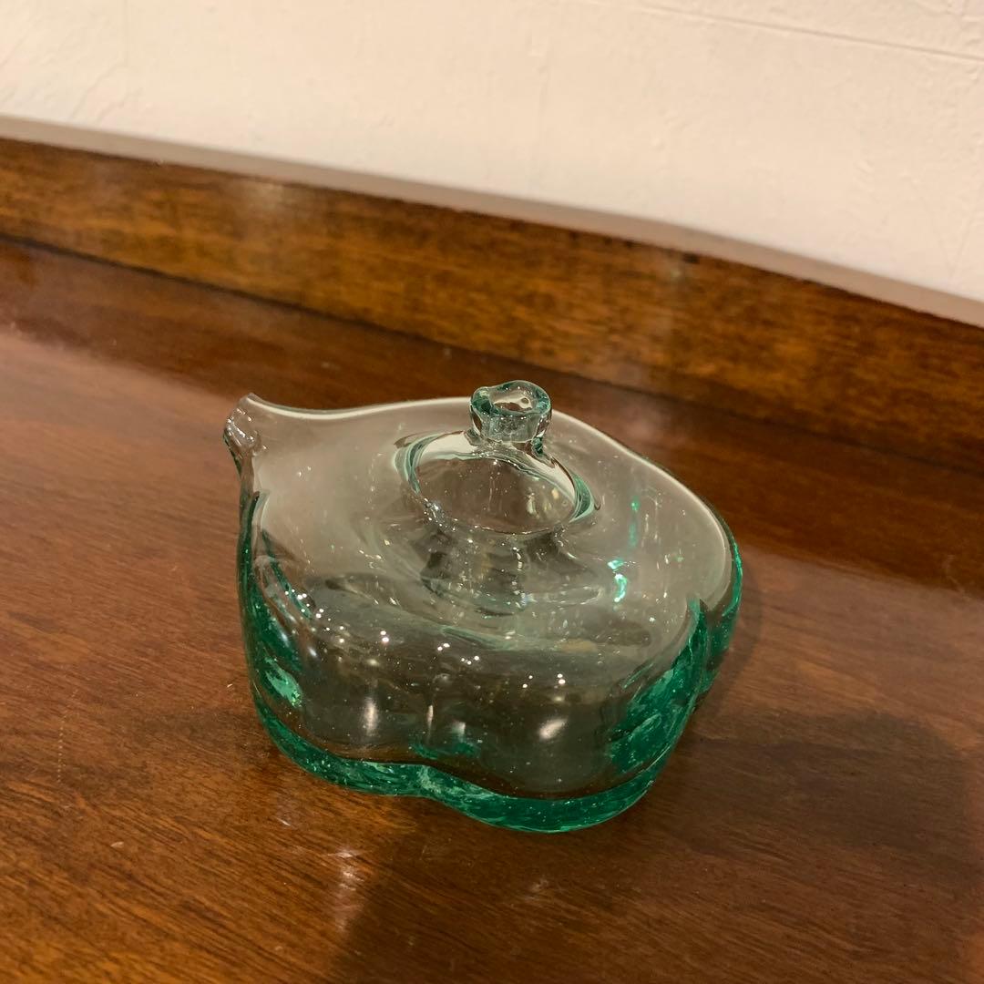 吹きガラス ウランガラス 水滴 水差し ガラス製 ユニーク形状 気泡ガラス