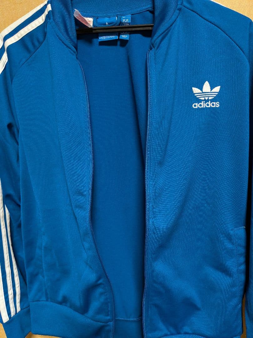 adidas 青 ジップアップジャケット