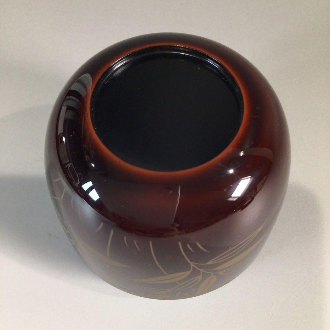 Ｐ６２９　棗　『吉田一峰作』『溜塗』『惺斉好』『笹蒔絵』『中棗』　共箱　茶道具