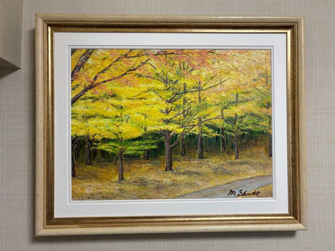 油彩原画『黄葉の小路』F12号　額装品