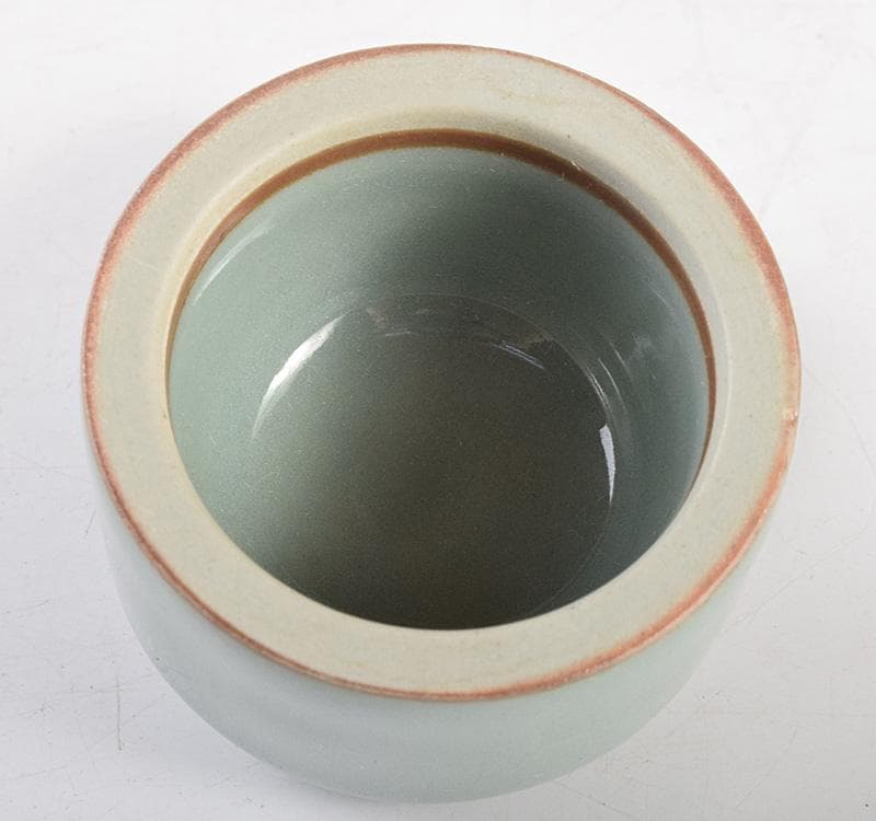 茶道具　三代　諏訪蘇山造　青磁　桃　香合　共箱　V　R4999