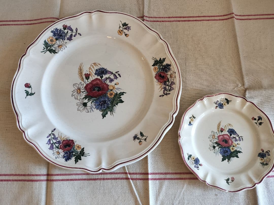 アンティーク　フランス　サルグミンヌ　アグレスト　花柄　大皿　34cm