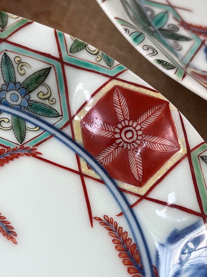 人間国宝　十三代　今泉今右衛門　皿三枚　錦桐絵