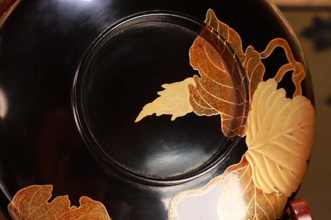 turu　BJ023 時代輪島塗　鬼灯図金蒔絵　吸物椀　八客　木製