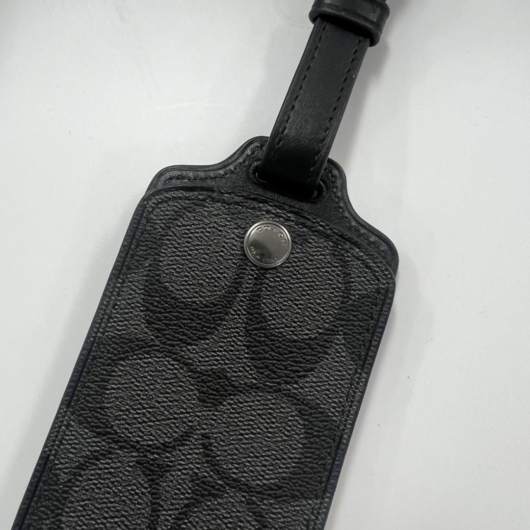COACH ネームタグ シグネチャー ラゲッジタグ チャコール