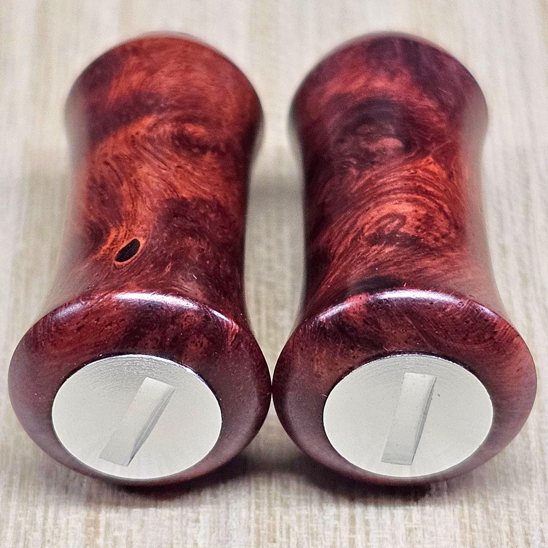 「本花梨瘤(特紅)2個セット」手作り木製ウッドハンドルノブ／シマノA、ダイワS