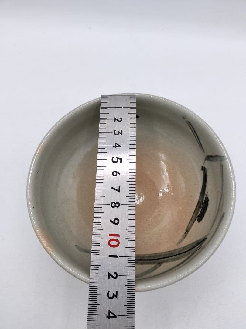 c735 平茶碗 ホタルの絵 朝日焼 紙箱 茶道具 古物