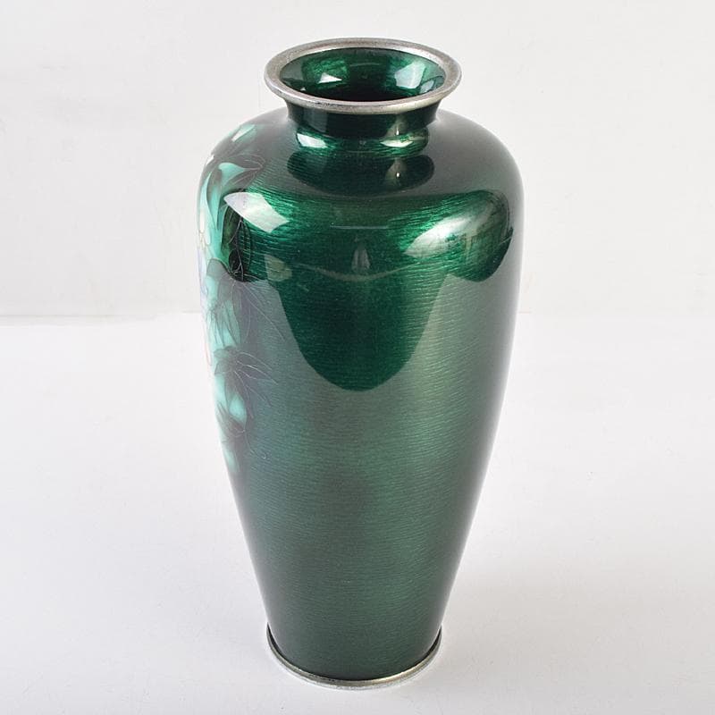 七宝焼　安藤七宝店　透釉　藤文　花瓶　M　R9142