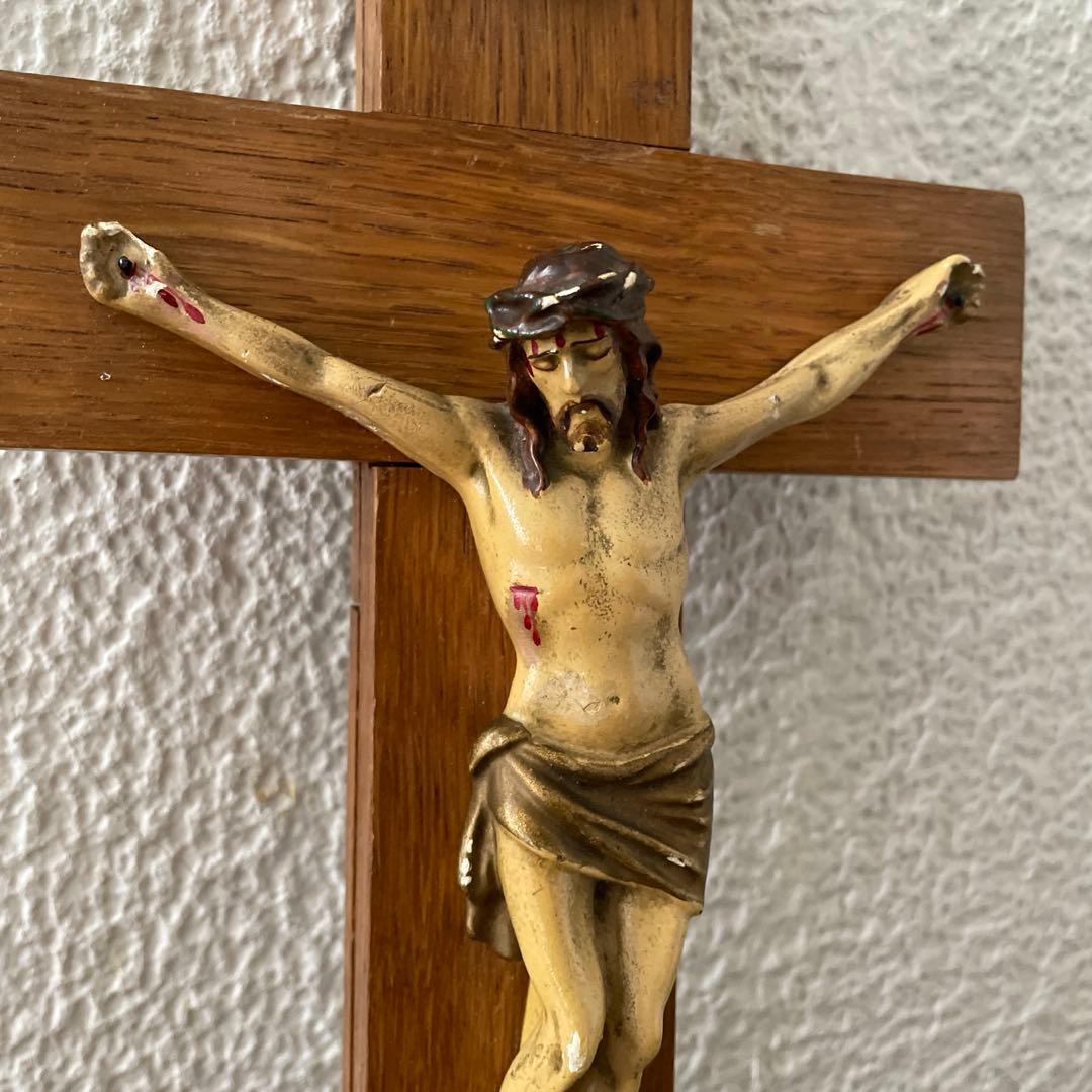 アンティーク 木製 十字架 クロス キリスト教 クロイツ キリスト像