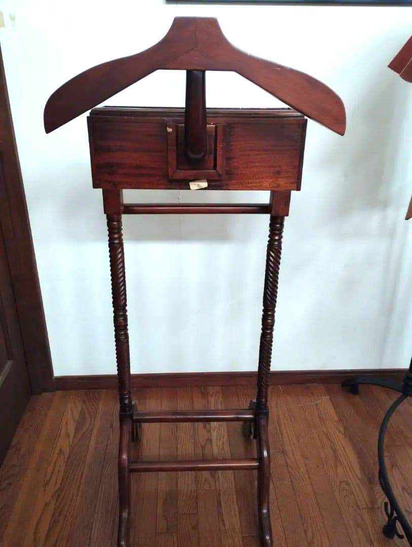 アンティーク調 マホガニー無垢 スーツハンガーラック