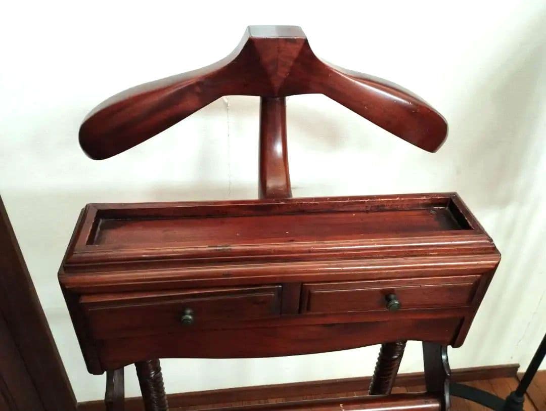 アンティーク調 マホガニー無垢 スーツハンガーラック