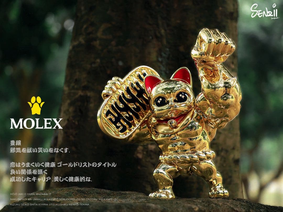 招き猫　猫力士　モレックス　千万両　筋肉猫　ゴールド　フィギュア　アートトイ