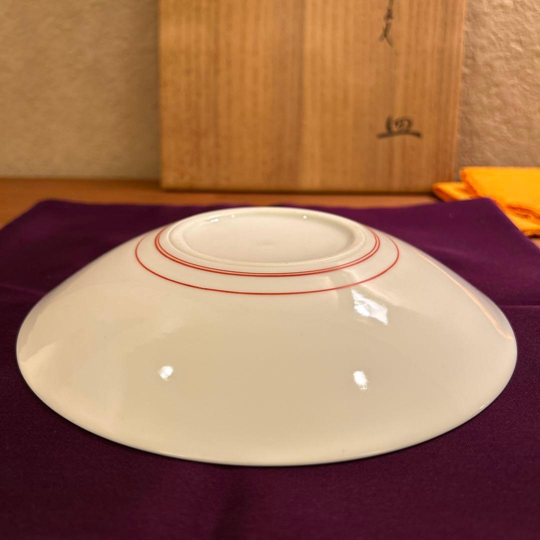 人間国宝 14代 柿右衛門 本人作 濁手 牡丹文 皿