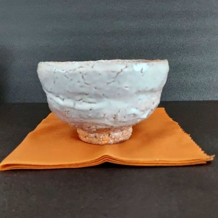 萩焼　抹茶茶碗　宇田川聖谷（玄翁）造　共箱付き