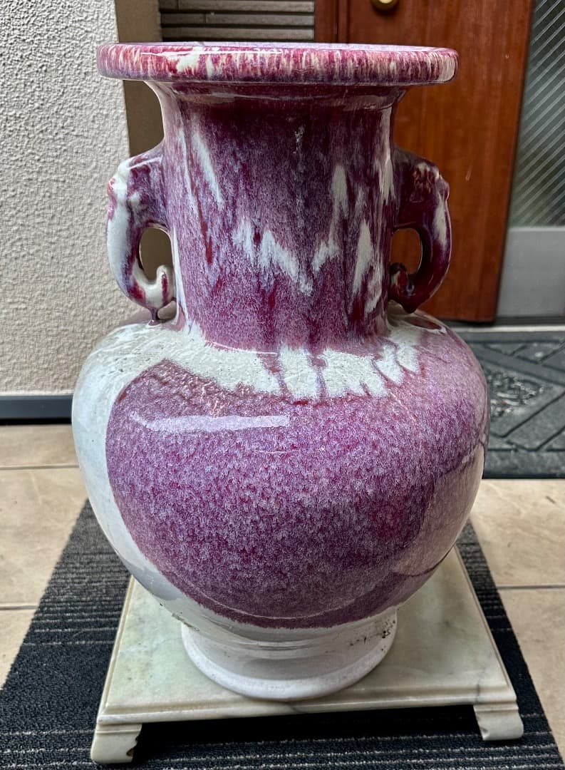 中国古董・ 色絵窯変釉 双耳大花瓶