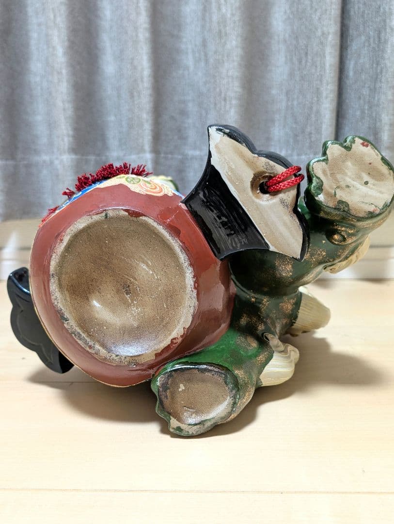 九谷焼 獅子 玉乗り 縁起物 置物 陶器 骨董品 時代物 アンティーク 古民家