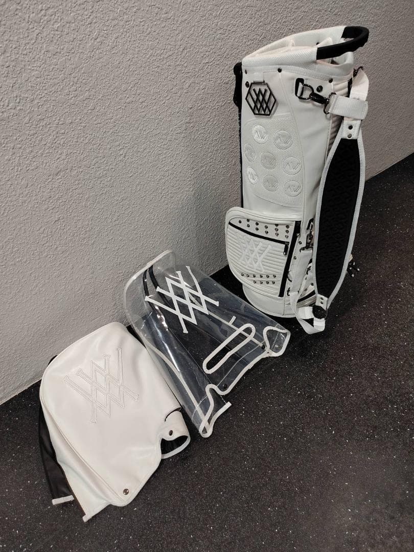 aneｗ アニュー スタッズ スタンドキャディバッグ ホワイト ゴルフバッグ