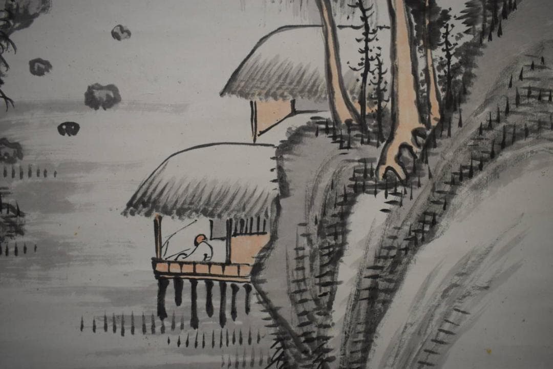 真作/柳塘逸人/山水画賛/布袋屋掛軸HK-116