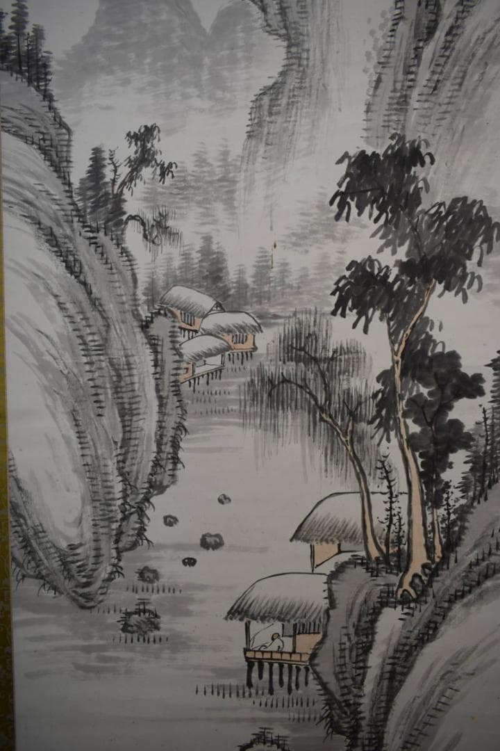 真作/柳塘逸人/山水画賛/布袋屋掛軸HK-116