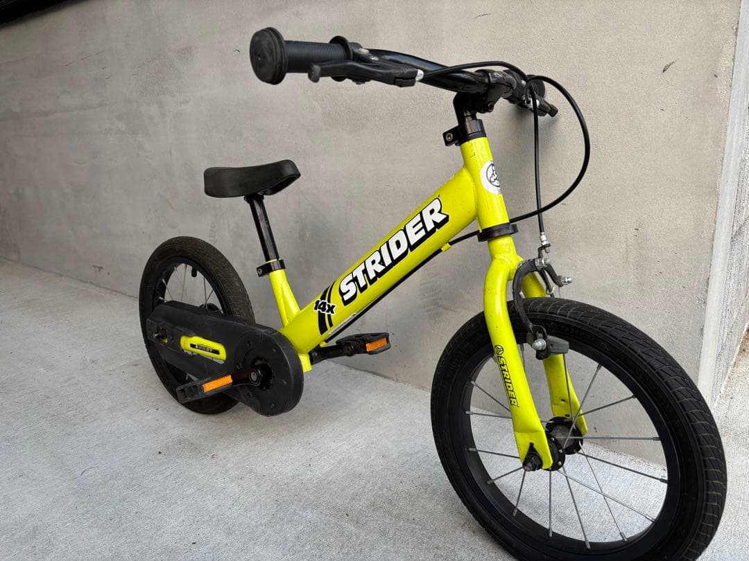 STRIDER14x ライムイエロー子供用自転車　［訳あり］梱包たのメル便