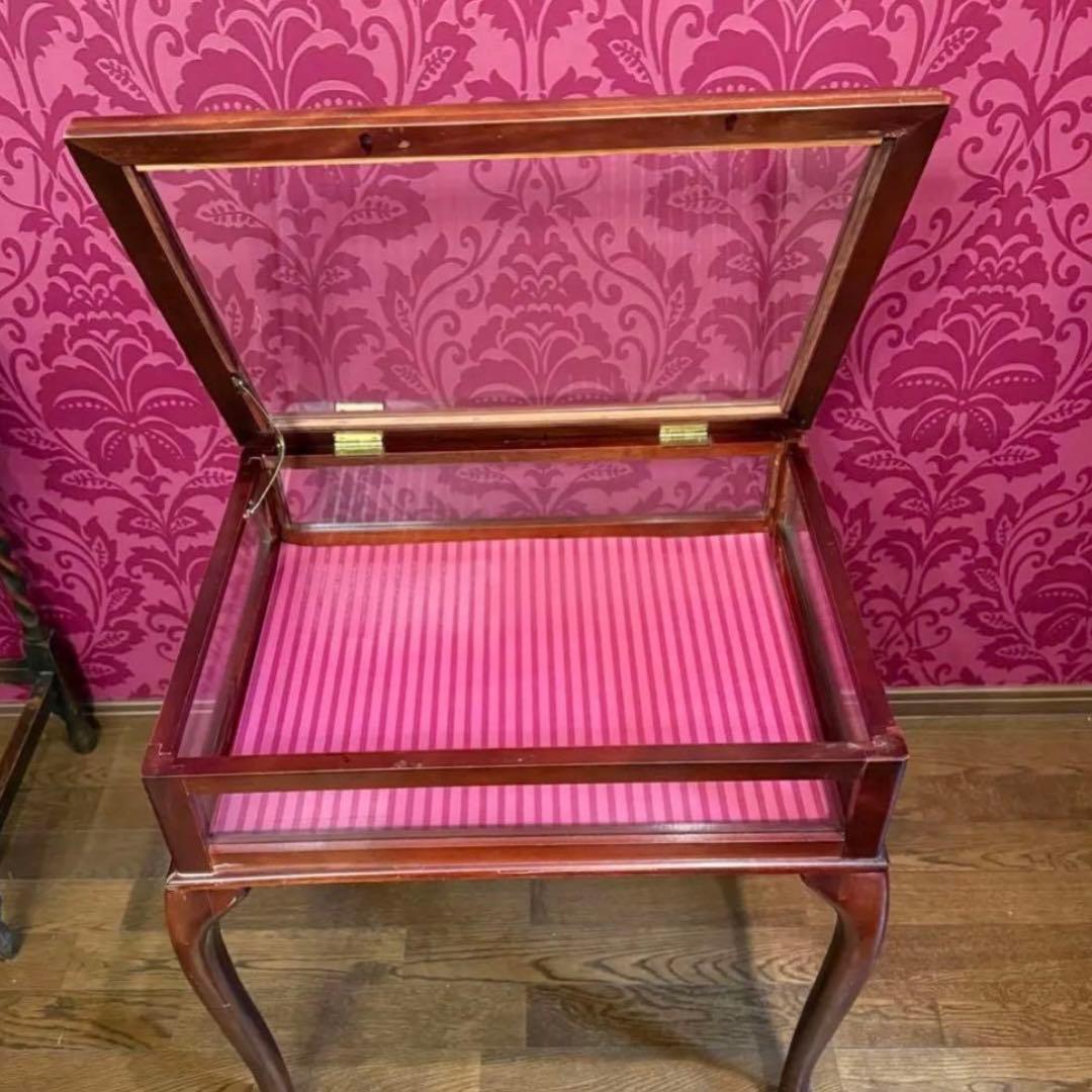 処分価格　木製　ガラス蓋付　ディスプレイテーブル　キャビネット　ショーケース