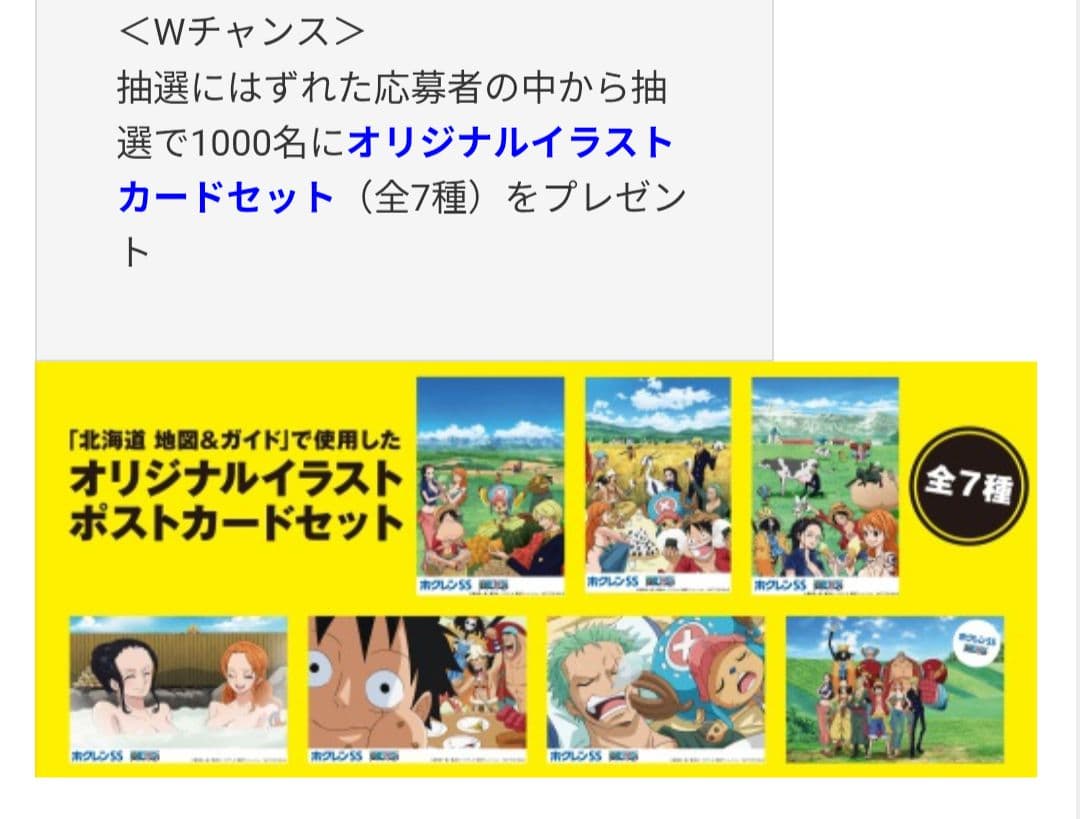 ホクレンSS ワンピース サマーフェア2015年 抽選限定 ナミ＆ロビン＆サンジ