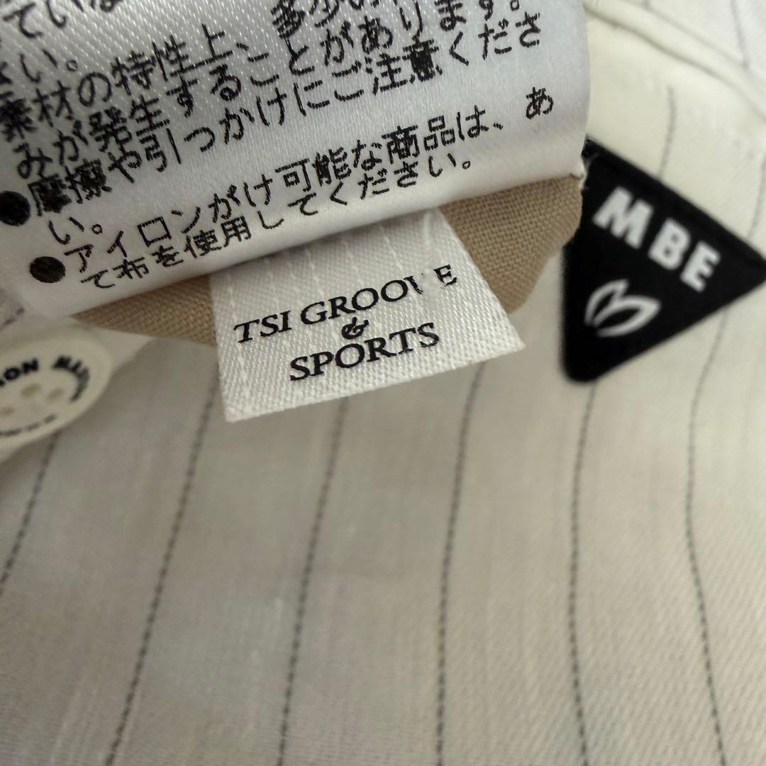 リネン素材　マスターバニー　パンツ　L〜XL相当 白　黒　ストライプ　タック入