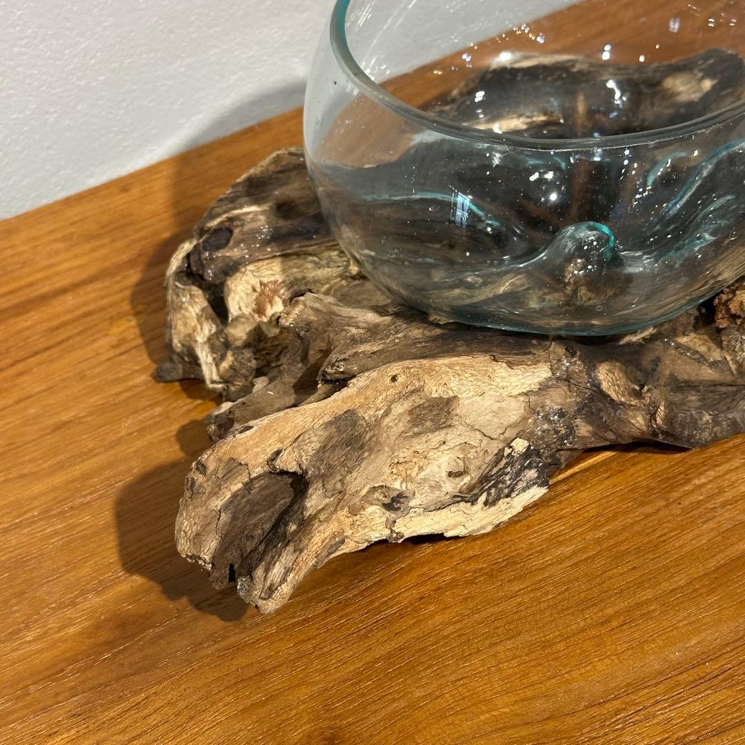 バリ島流木ガラス　w25×d17×h10cm 水槽　アクアリウムメダカ水槽810