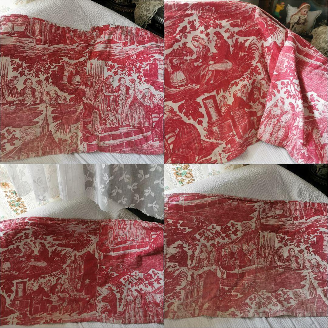 アンティーク 1820年代トワルドジュイ マリアージュ 223㎝バランス キルト