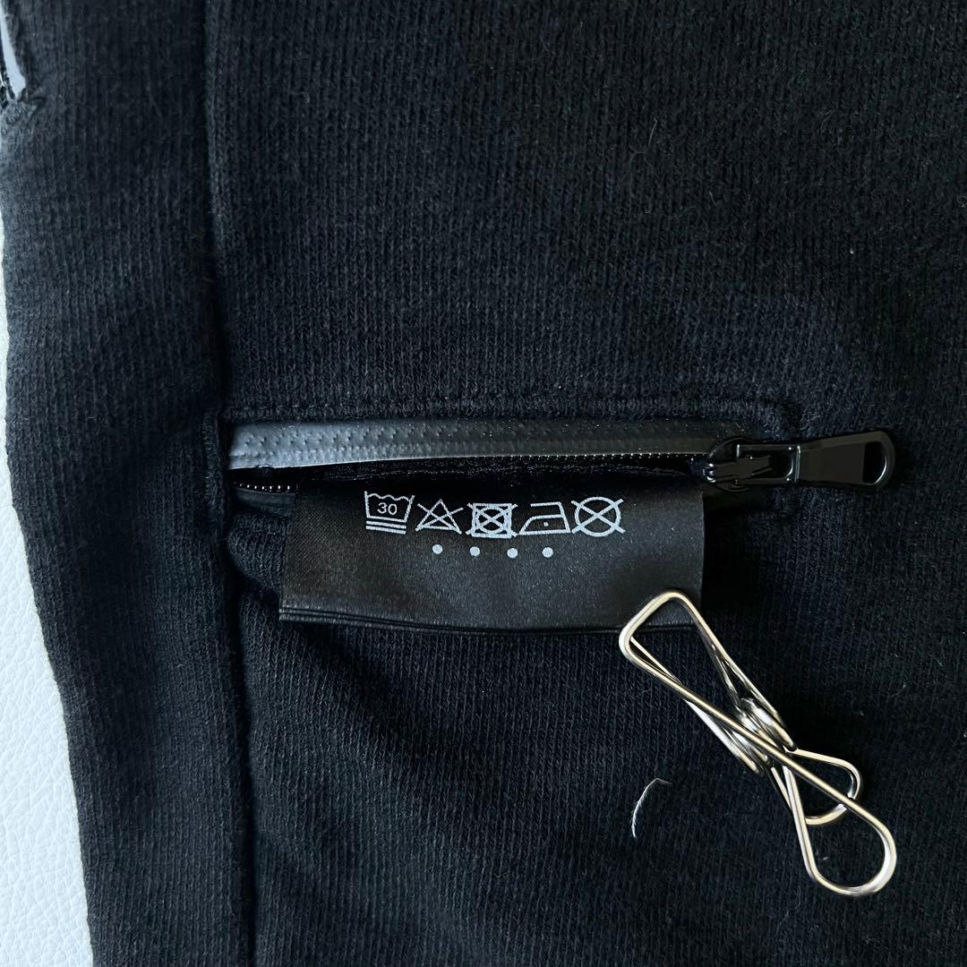3219【美品】TFW49 ストレッチパンツ　チャックポケットスウェット　M 黒