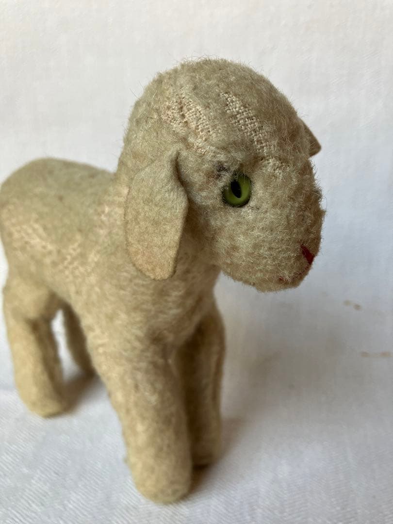 アンティーク 若草色の目をした小羊のぬいぐるみ チェコ プラハ 30s 40s