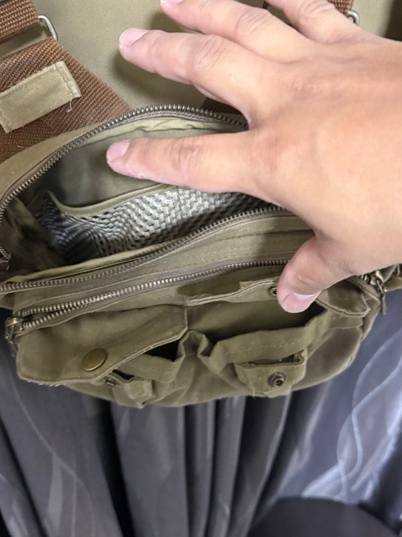 フィッシングベスト ベージュ メッシュ