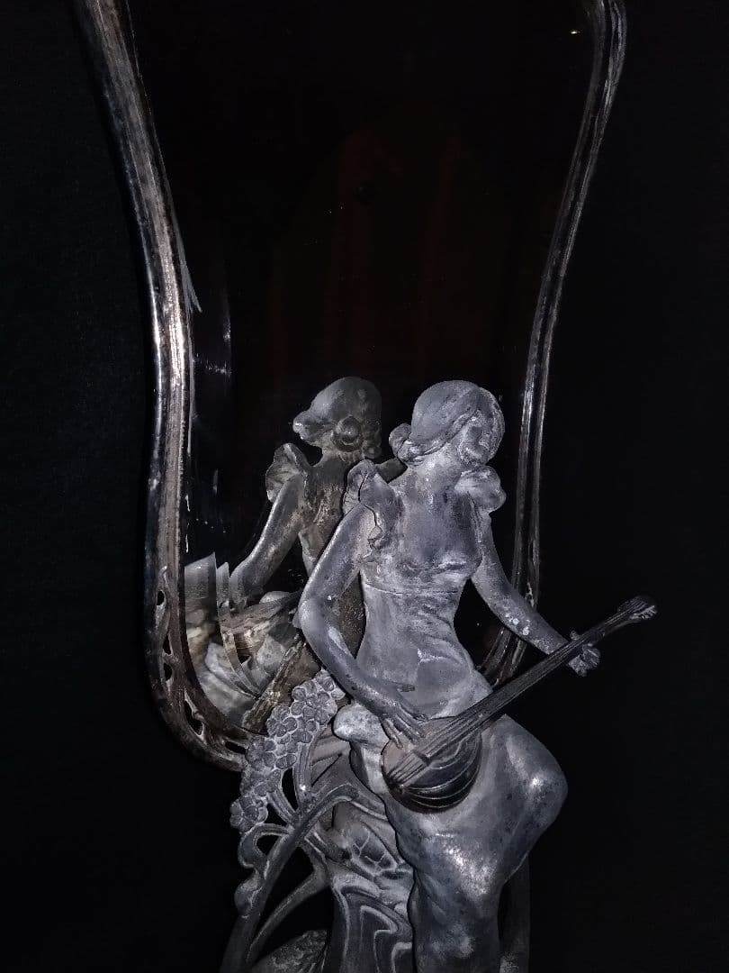 最高級 アンティーク アール・ヌーヴォー様式の鏡 ドレッサー アクセサリーケース