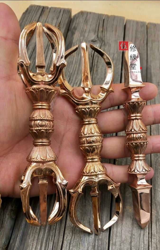 密教法具 真言宗 金剛杵セット （大）独鈷杵·三鈷杵·五鈷杵 法器 真鍮製