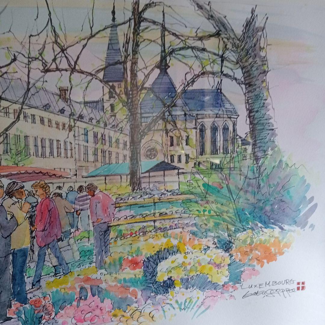鶴　十帆　 59x77cm 水彩画