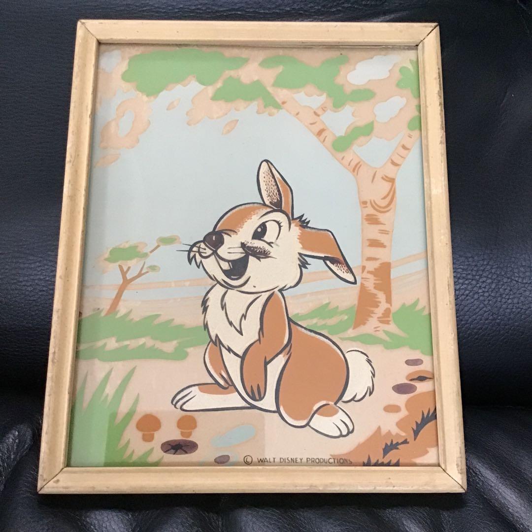 40s 50s バンビ ＆ サンバー ビンテージ 絵画 W.D.P.