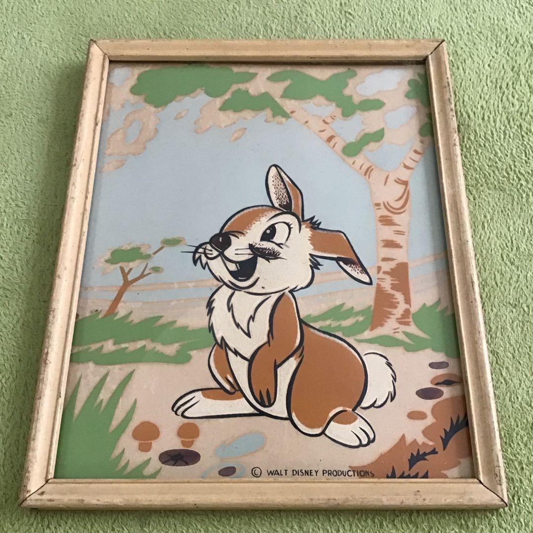 40s 50s バンビ ＆ サンバー ビンテージ 絵画 W.D.P.