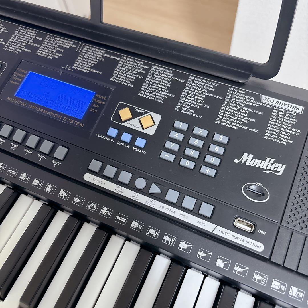 Moukey 54鍵盤 電子キーボード 350種類音色 LCDディスプレイ搭載