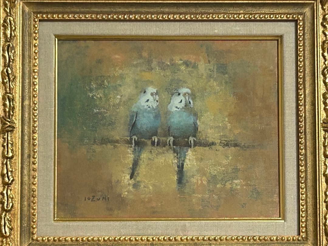 五百住乙人　インコ　油絵　F3号